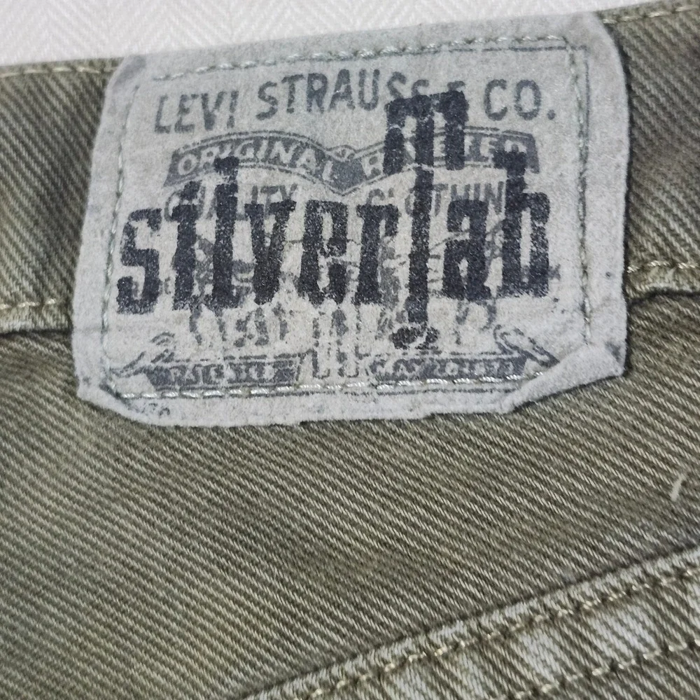 Vintage Levis SilverTab Loose Olive Green Jeans Made in USA 31x32 501-0596